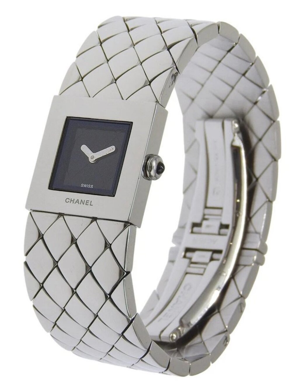 CHANEL Matelasse Watches H0009 blackDial Stainless Steel Quartz Analog dis...